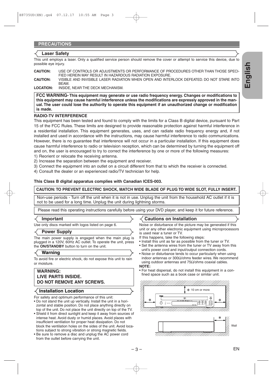 English | Denon DVM-745 User Manual | Page 3 / 36