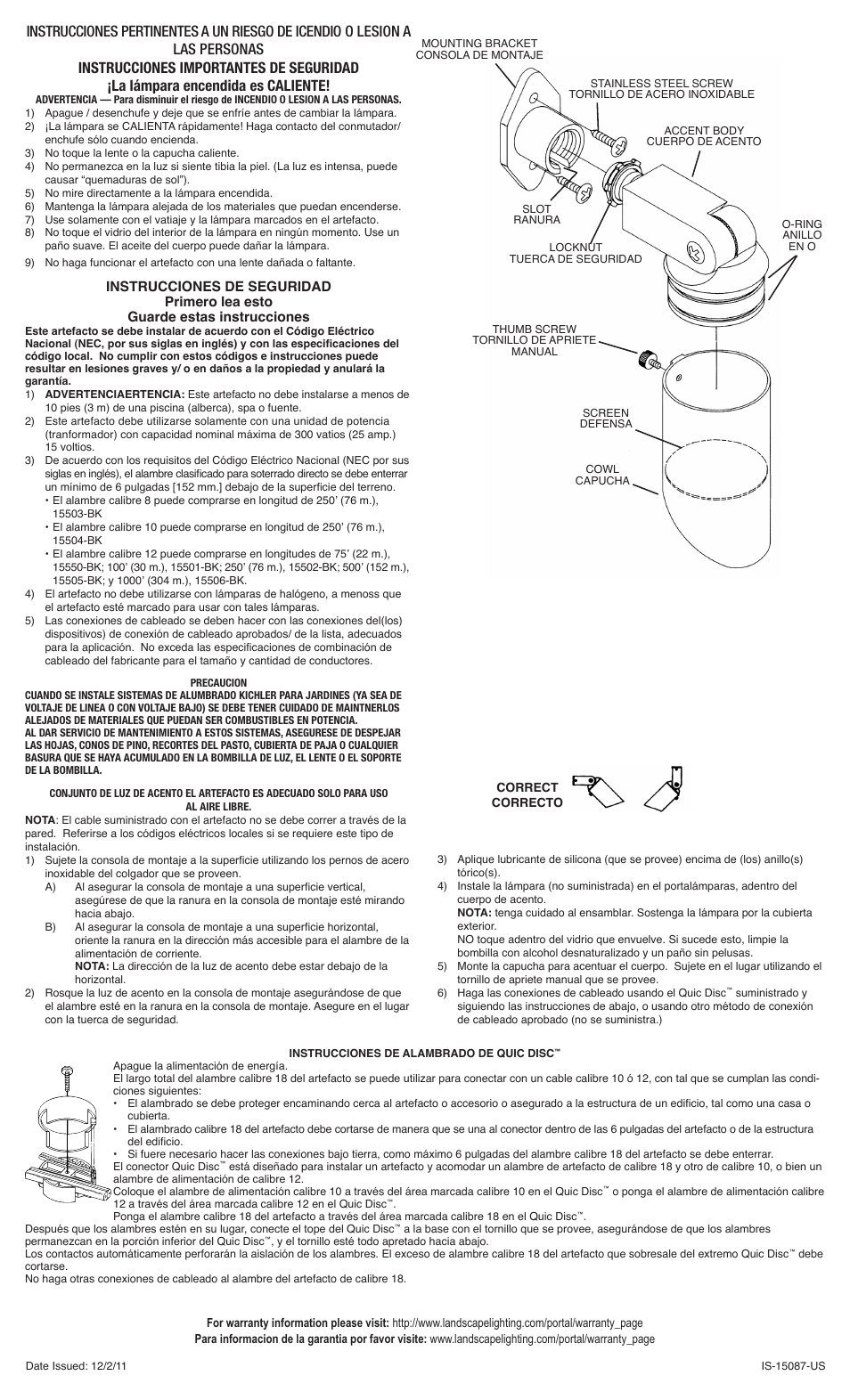 Kichler 15087 User Manual | Page 2 / 2