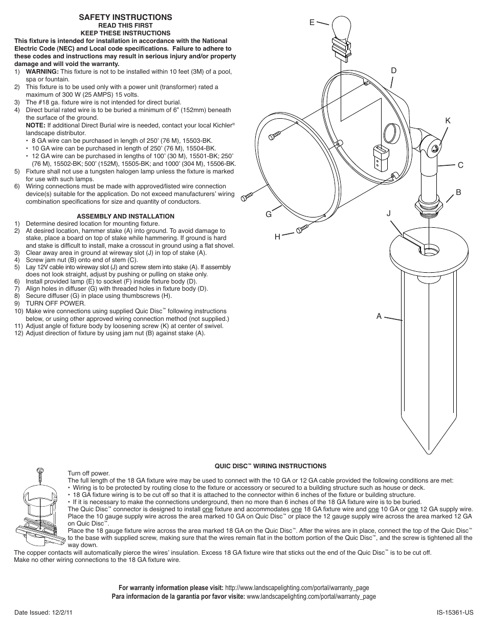 Kichler 15361 User Manual | 2 pages