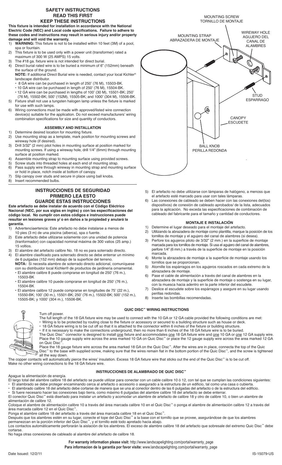 Kichler 15079 User Manual | 1 page