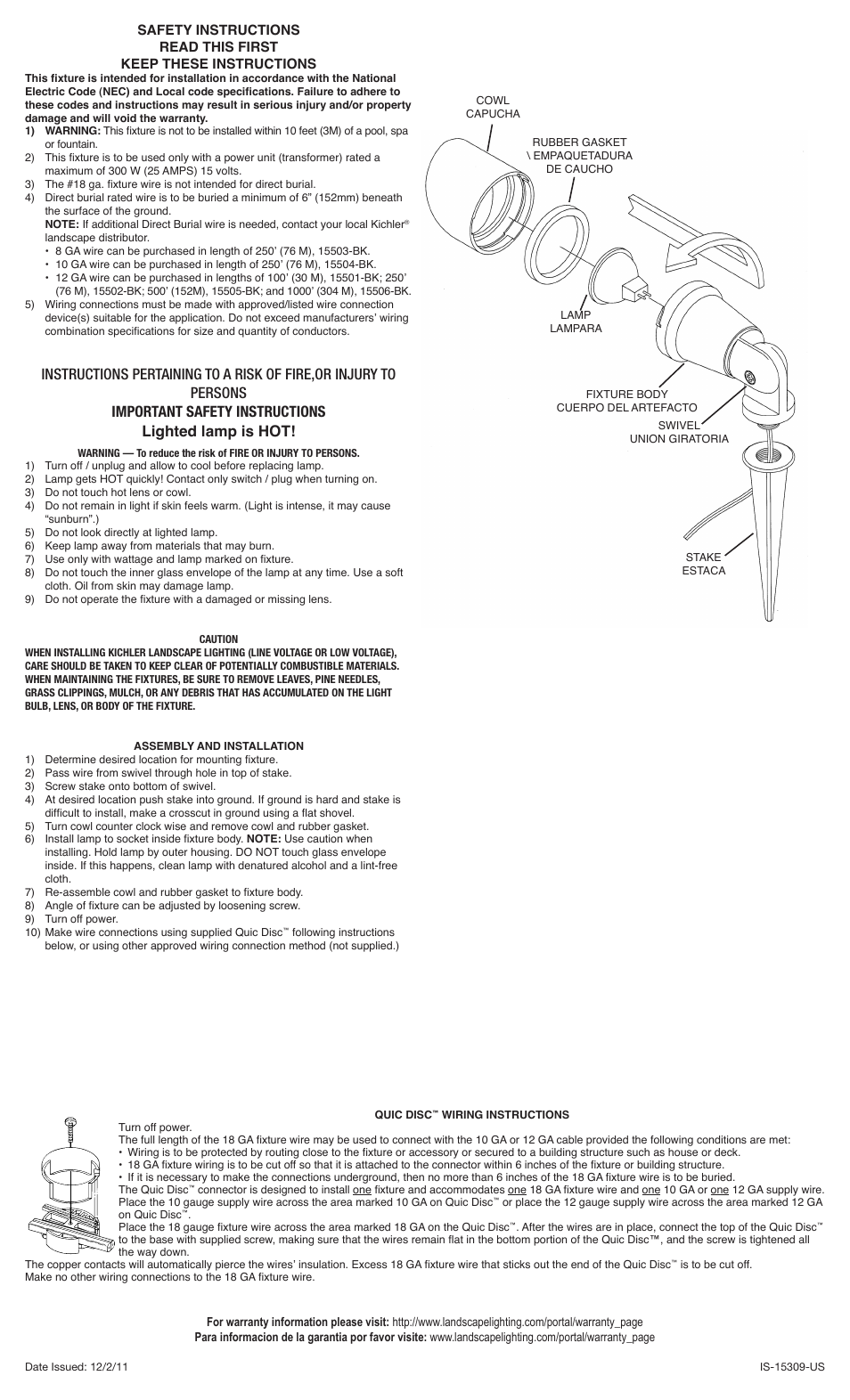 Kichler 15309 User Manual | 2 pages
