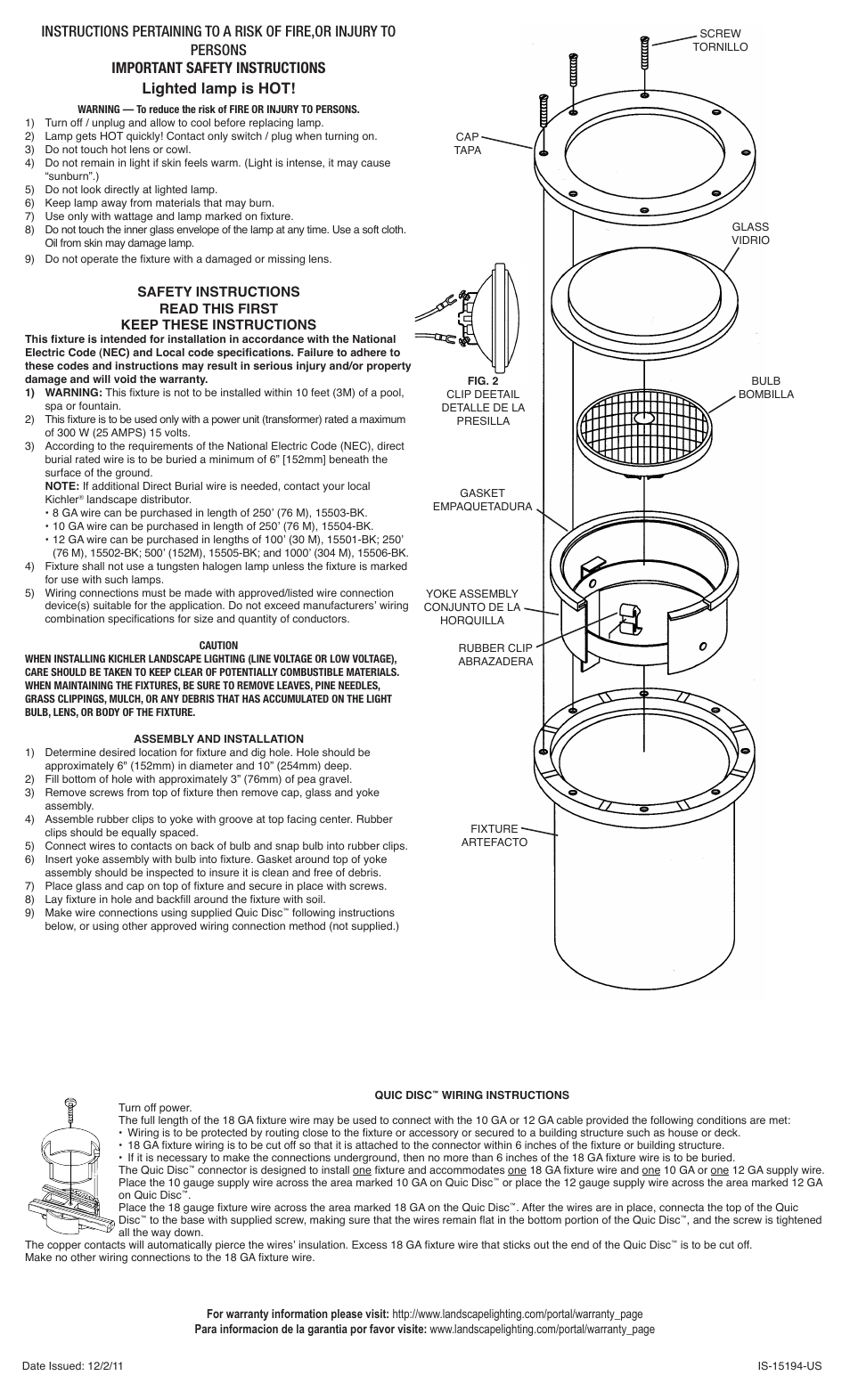 Kichler 15194 User Manual | 2 pages