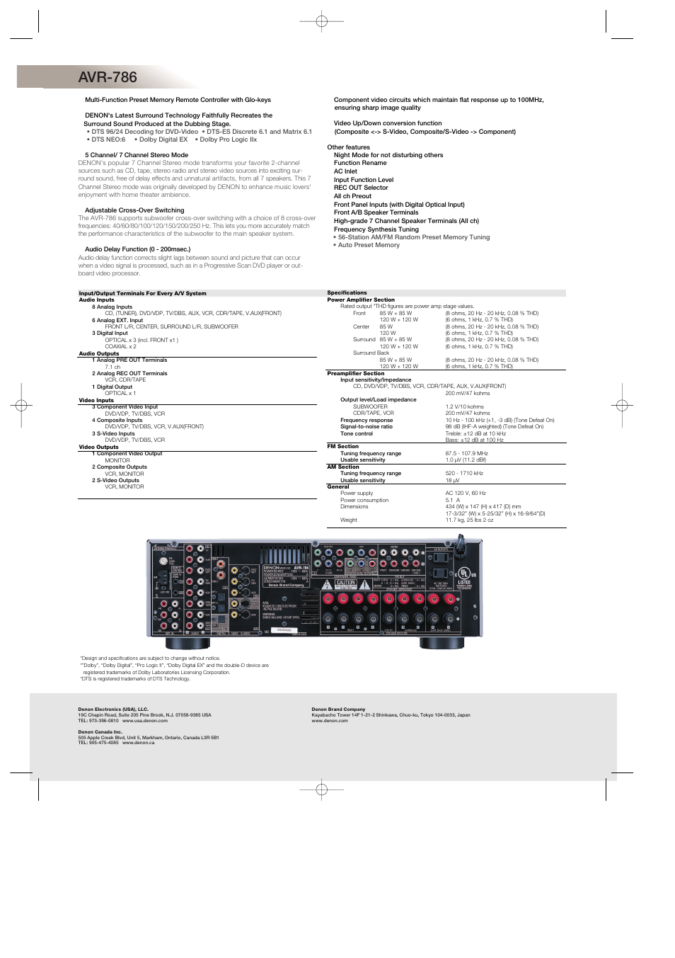 Avr-786 | Denon AVR-786S User Manual | Page 2 / 2