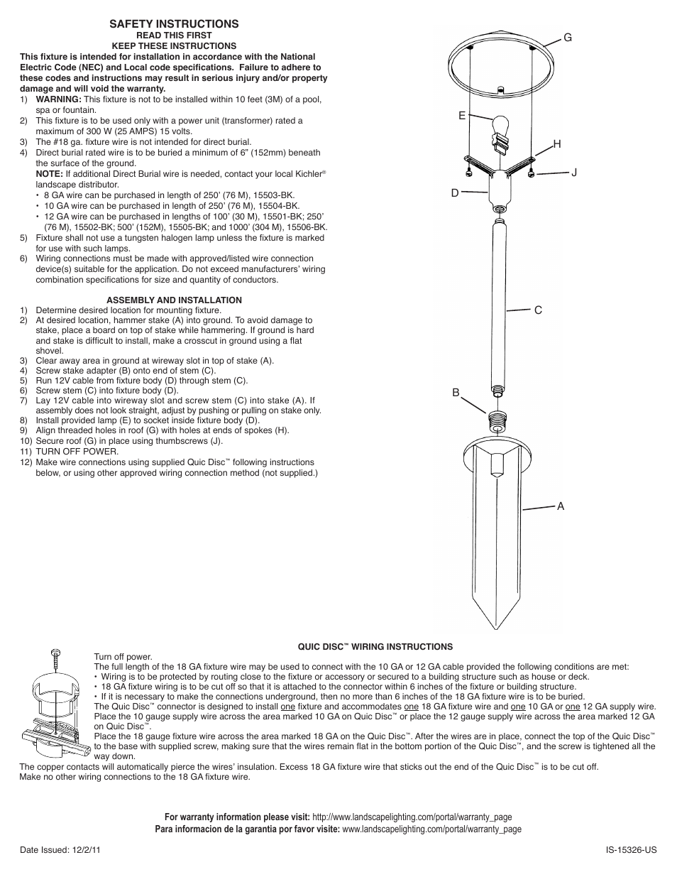 Kichler 15326 User Manual | 2 pages