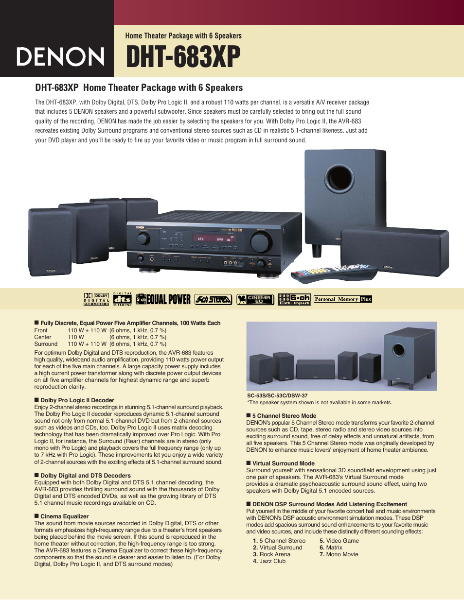 Denon DHT-683XP User Manual | 2 pages