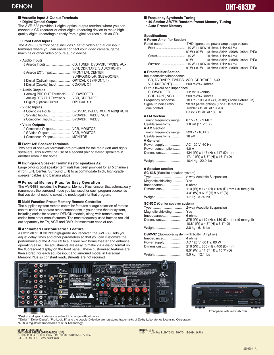 Dht-683xp | Denon DHT-683XP User Manual | Page 2 / 2