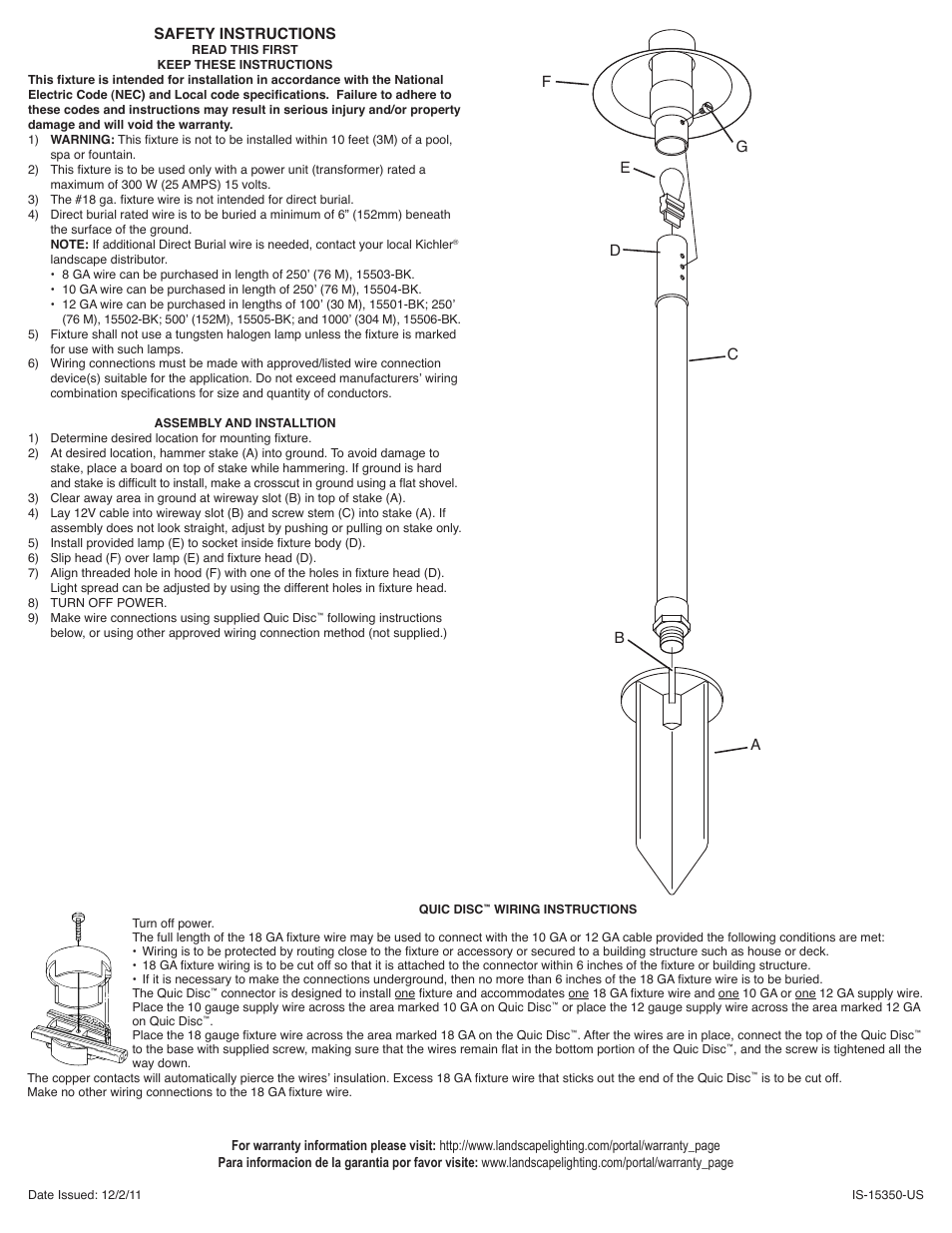 Kichler 15350 User Manual | 2 pages