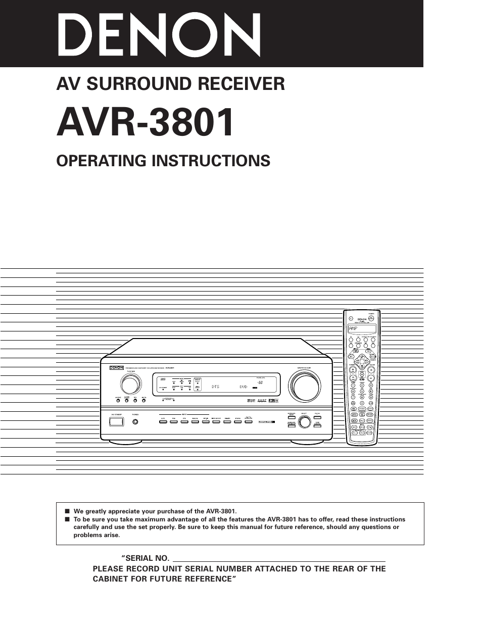 Denon AVR-3801 User Manual | 72 pages