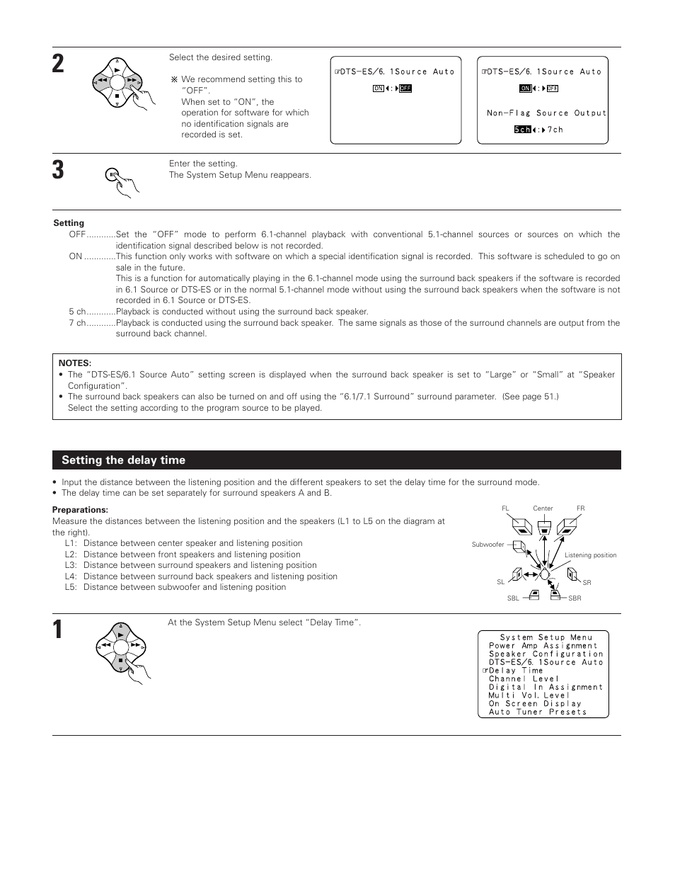 Setting the delay time | Denon AVR-3801 User Manual | Page 22 / 72