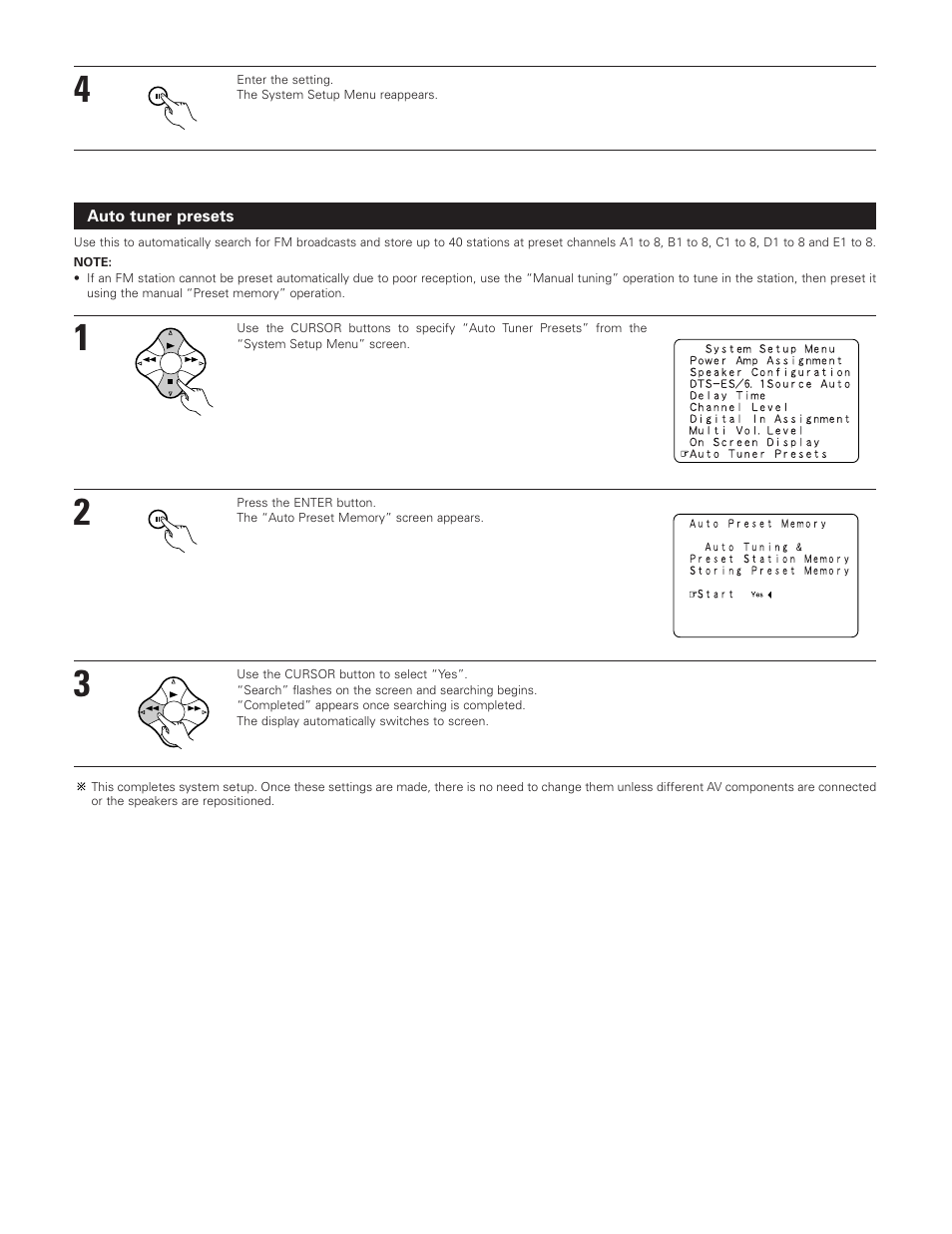 Auto tuner presets | Denon AVR-3801 User Manual | Page 28 / 72