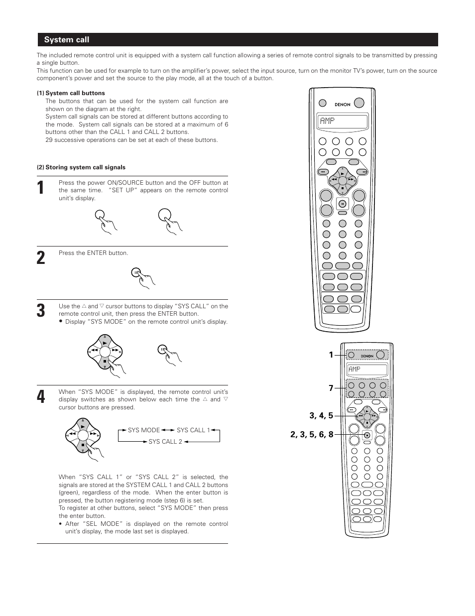 System call, 2) storing system call signals | Denon AVR-3801 User Manual | Page 36 / 72