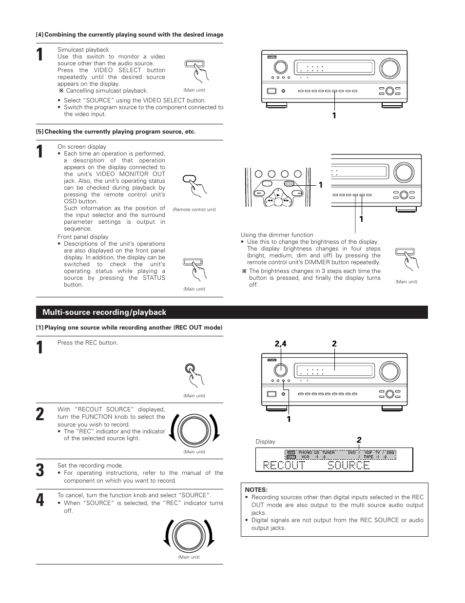 Multi-source recording/playback | Denon AVR-3801 User Manual | Page 46 / 72