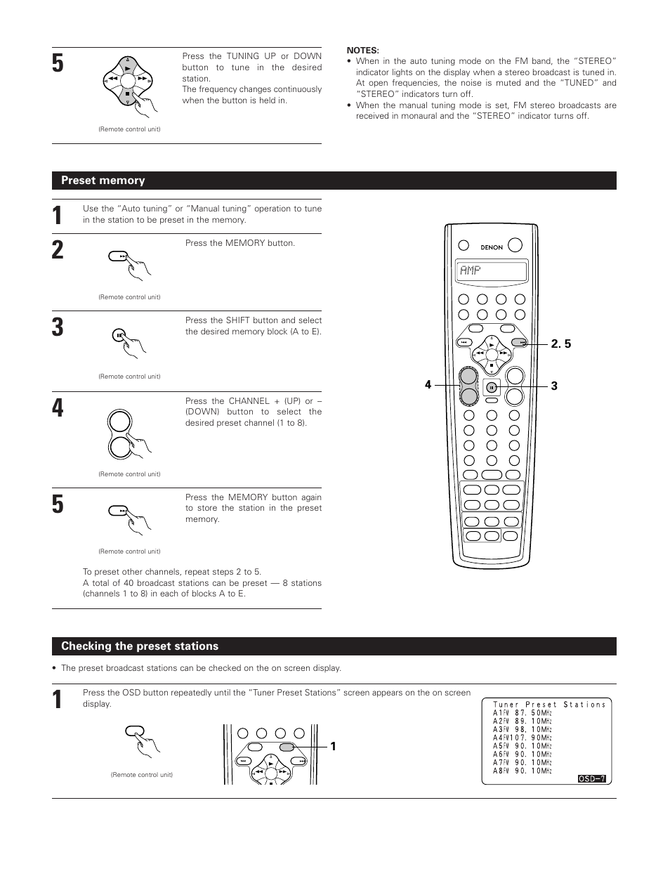 Checking the preset stations | Denon AVR-3801 User Manual | Page 60 / 72