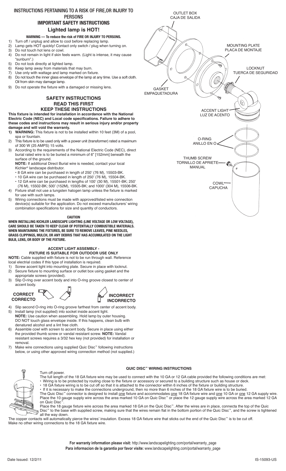 Kichler 15093 User Manual | 2 pages