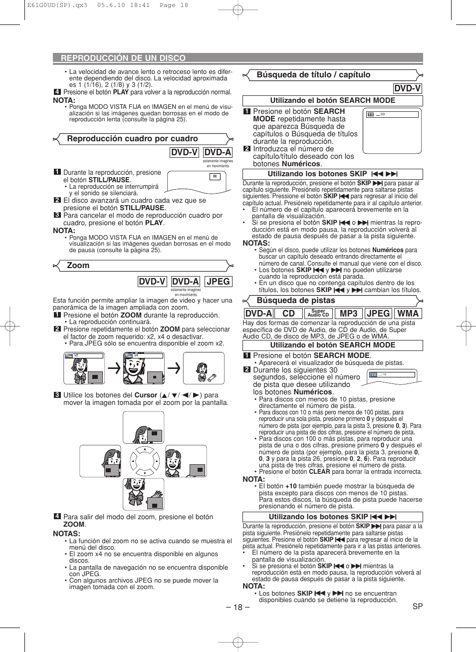 Jpeg dvd-a dvd-v, Dvd-v, Dvd-a dvd-v | Wma jpeg mp3, Cd dvd-a | Denon DVD-756 User Manual | Page 48 / 62