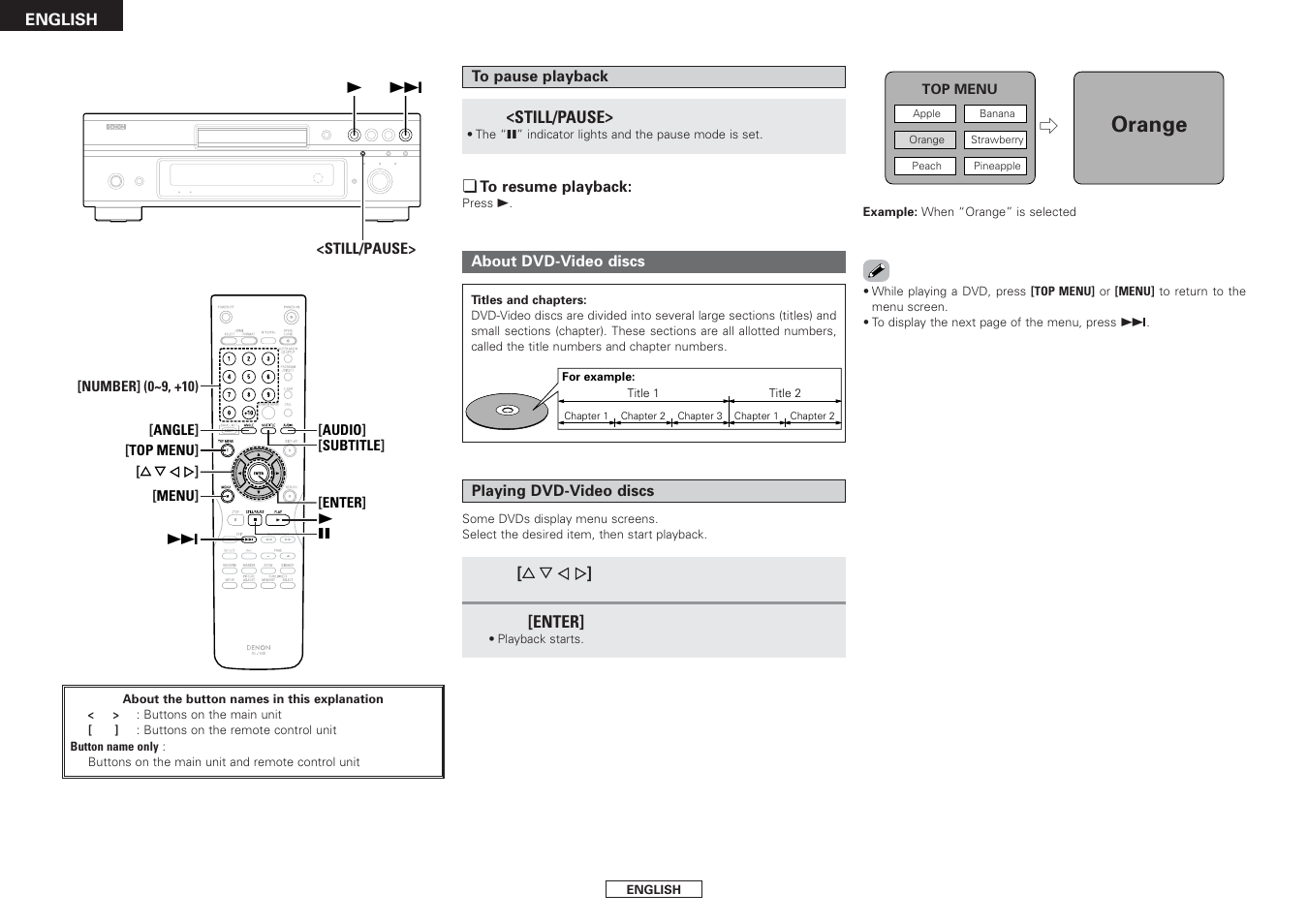 Orange | Denon DVD-3930CI User Manual | Page 38 / 54