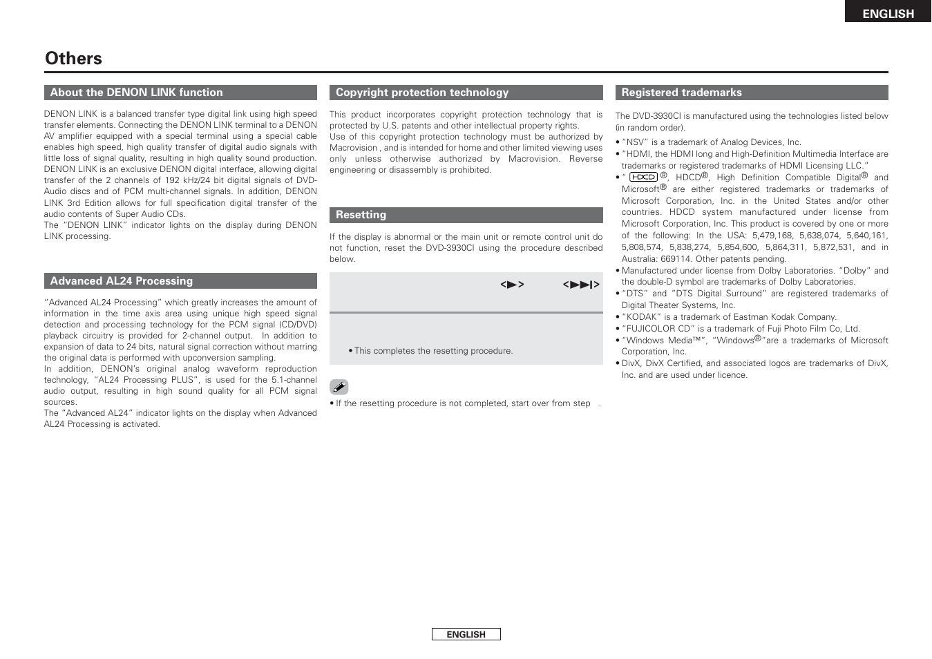 Others | Denon DVD-3930CI User Manual | Page 51 / 54