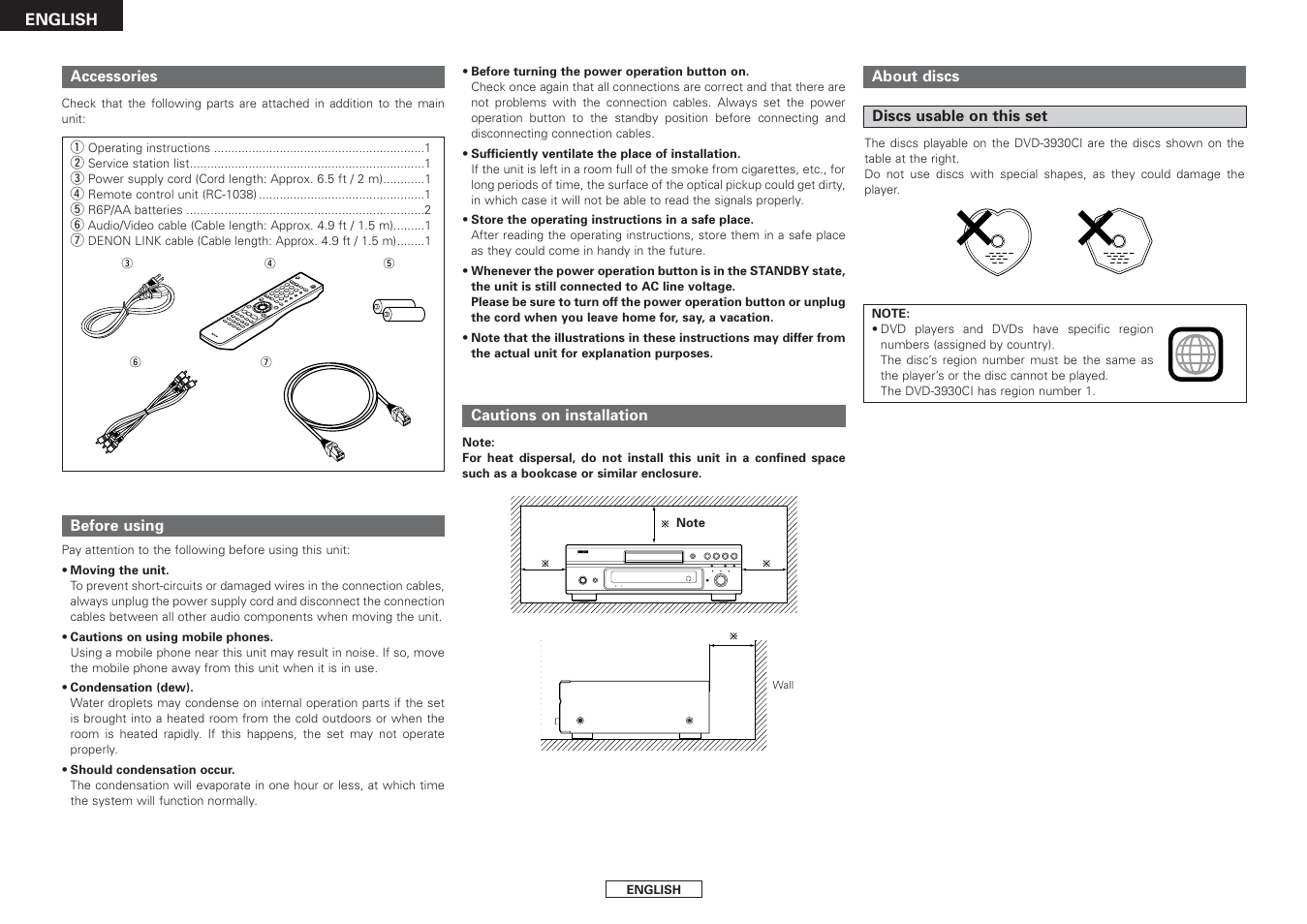 Denon DVD-3930CI User Manual | Page 6 / 54