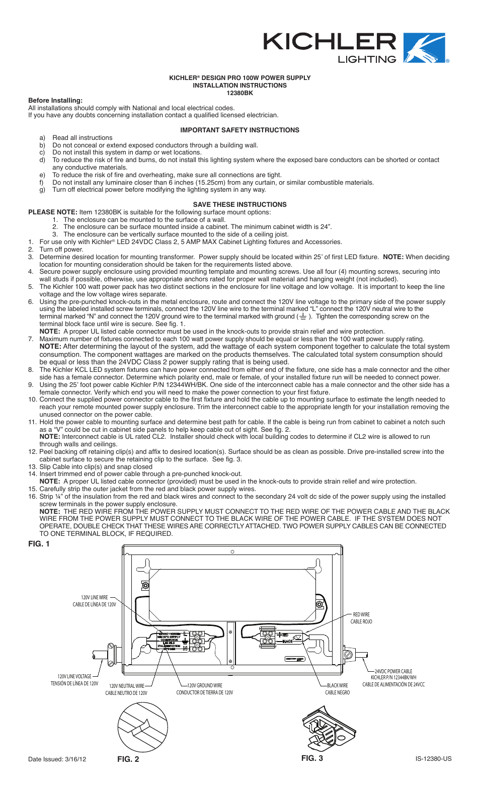 Kichler 12380 User Manual | 2 pages