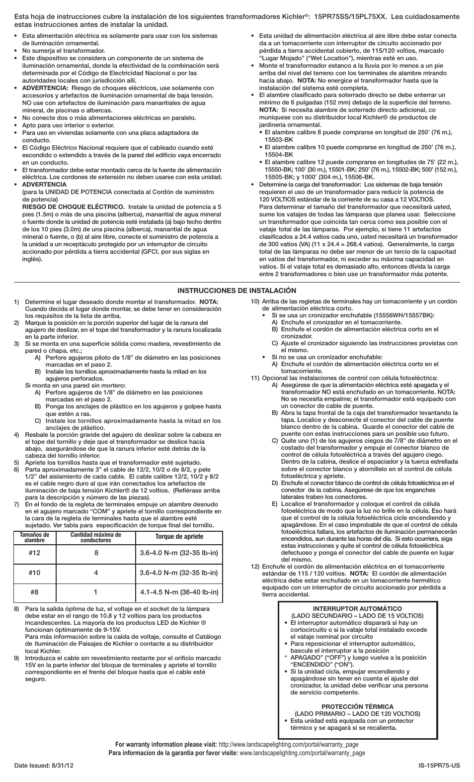 Kichler 15PR75 User Manual | Page 2 / 2