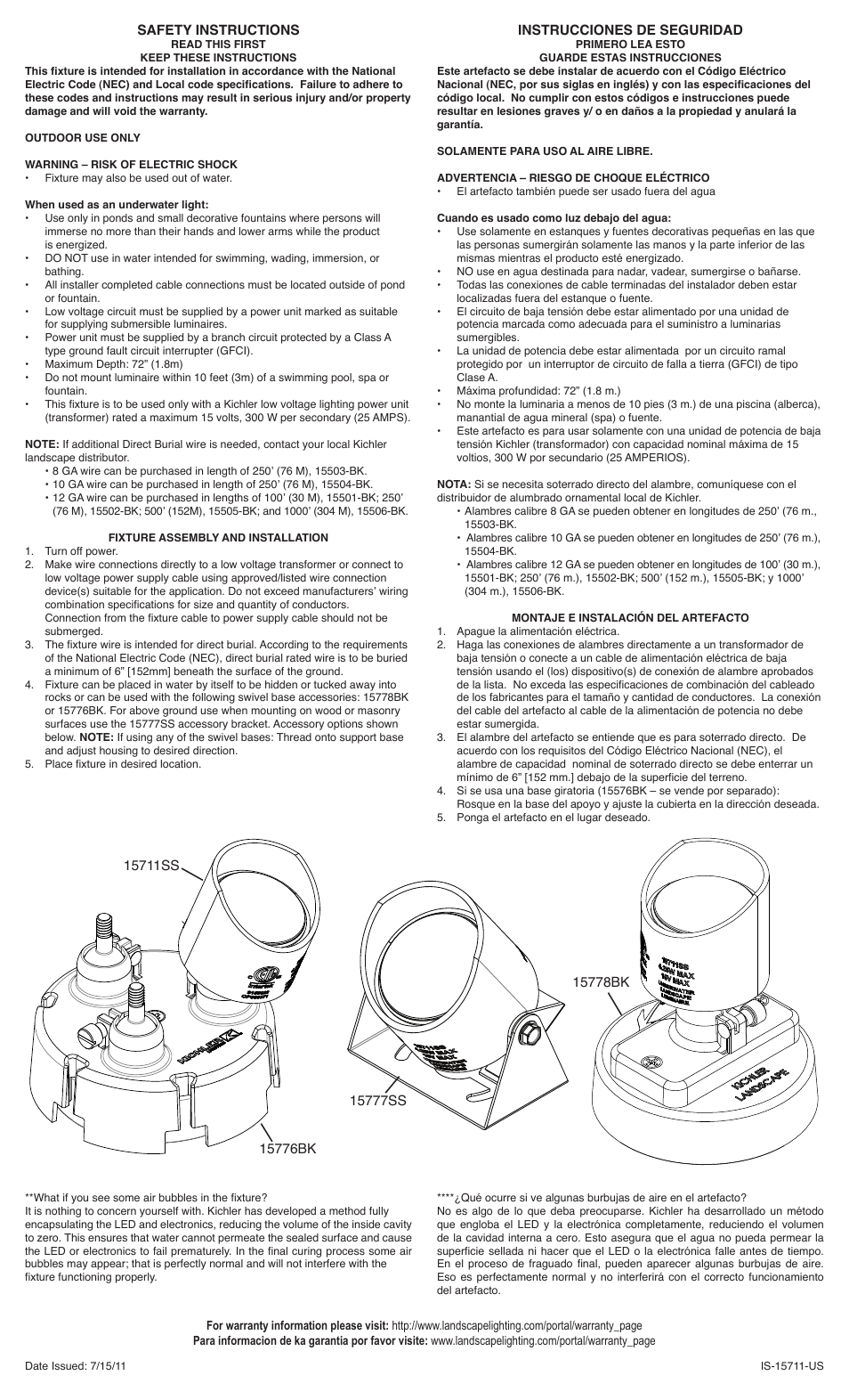 Kichler 15711 User Manual | 1 page