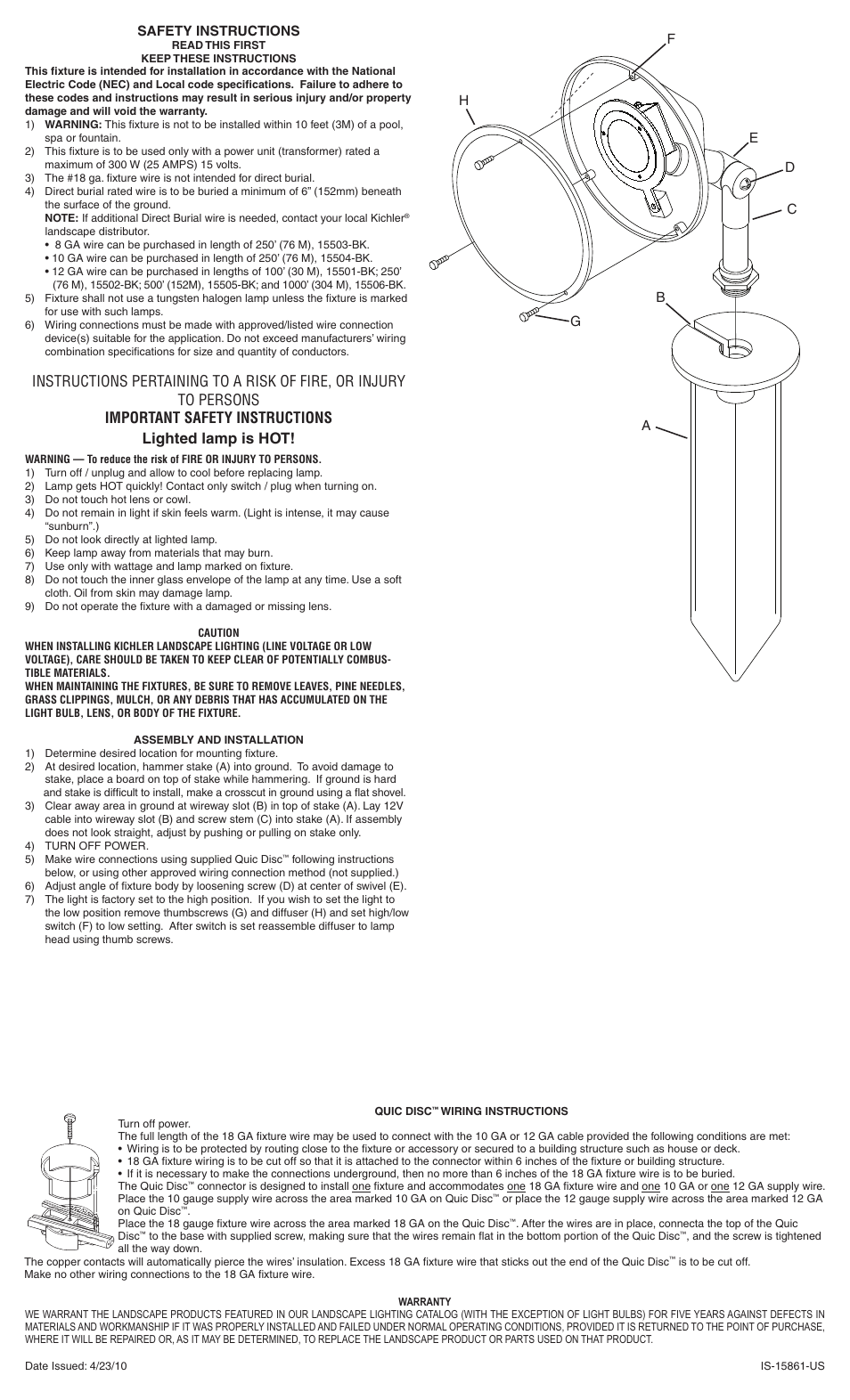 Kichler 15861 User Manual | 2 pages