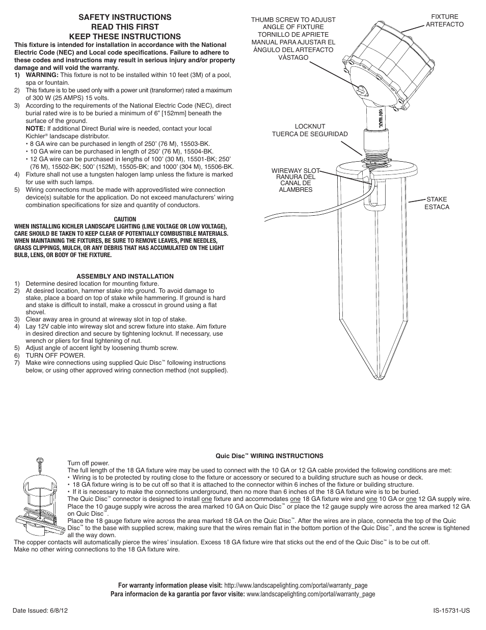 Kichler 15731 User Manual | 2 pages