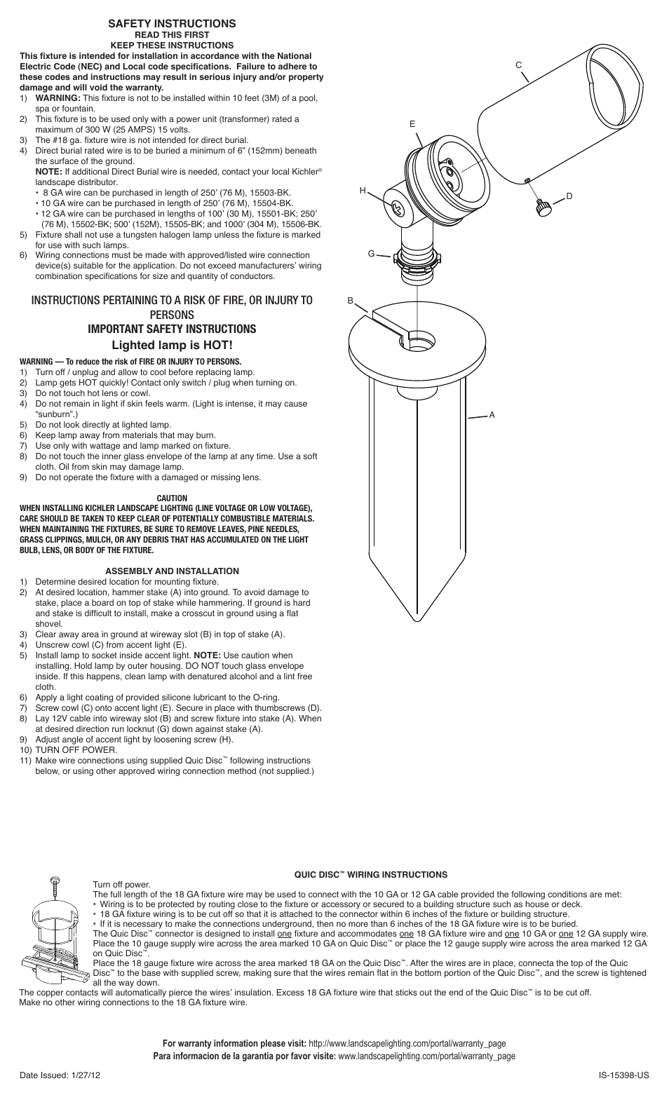 Kichler 15398 User Manual | 2 pages