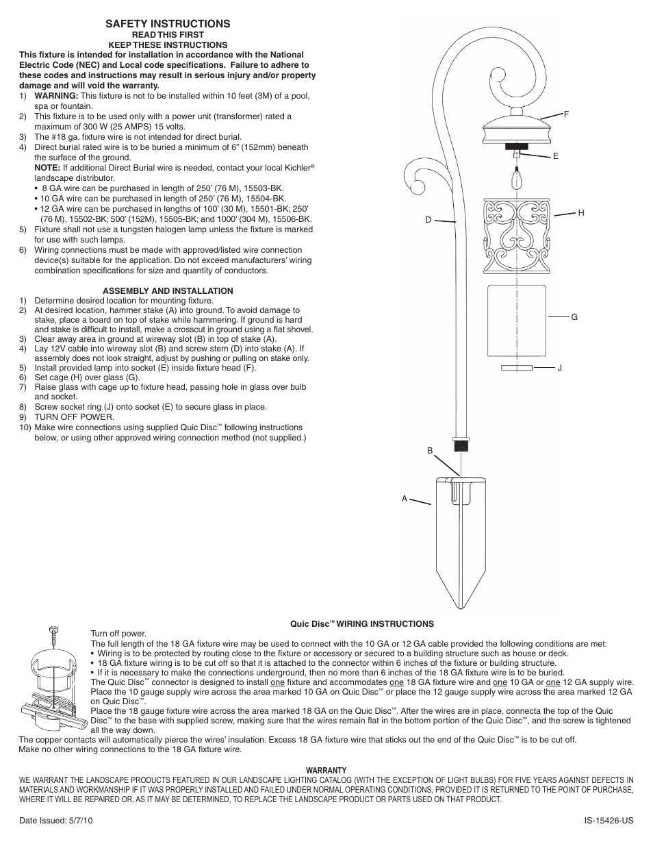 Kichler 15426 User Manual | 2 pages