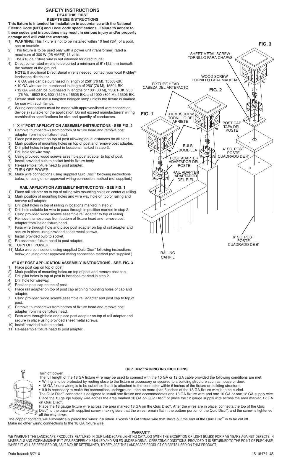 Kichler 15474 User Manual | 2 pages