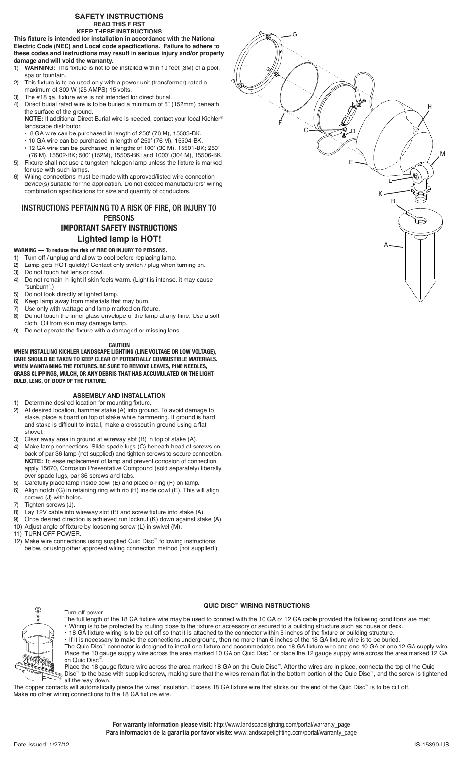 Kichler 15390 User Manual | 2 pages