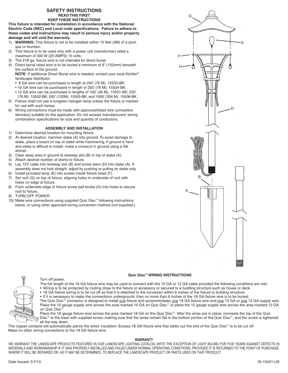 Kichler 15421 User Manual | 2 pages