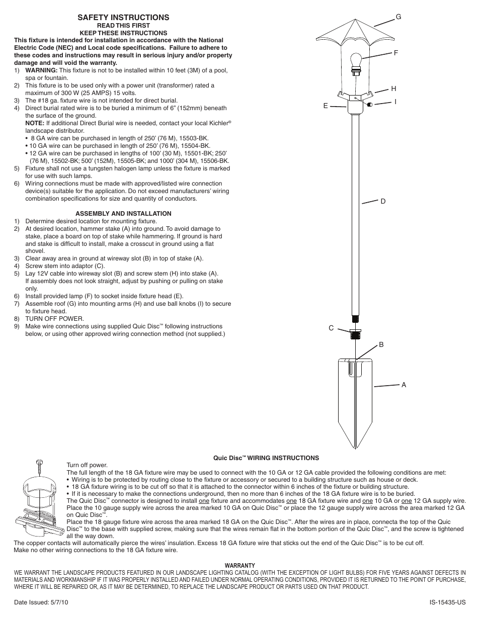 Kichler 15435 User Manual | 2 pages