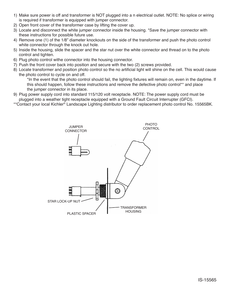 Kichler 15565 User Manual | 1 page