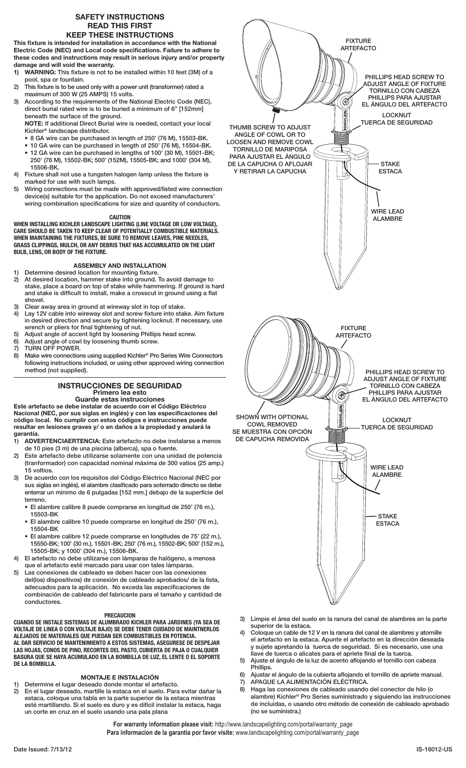 Kichler 16012 User Manual | 2 pages