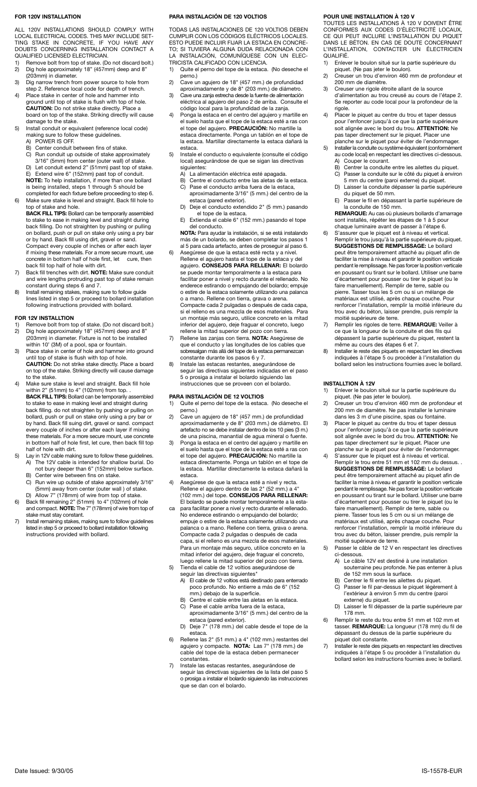 Kichler 15578 User Manual | 2 pages
