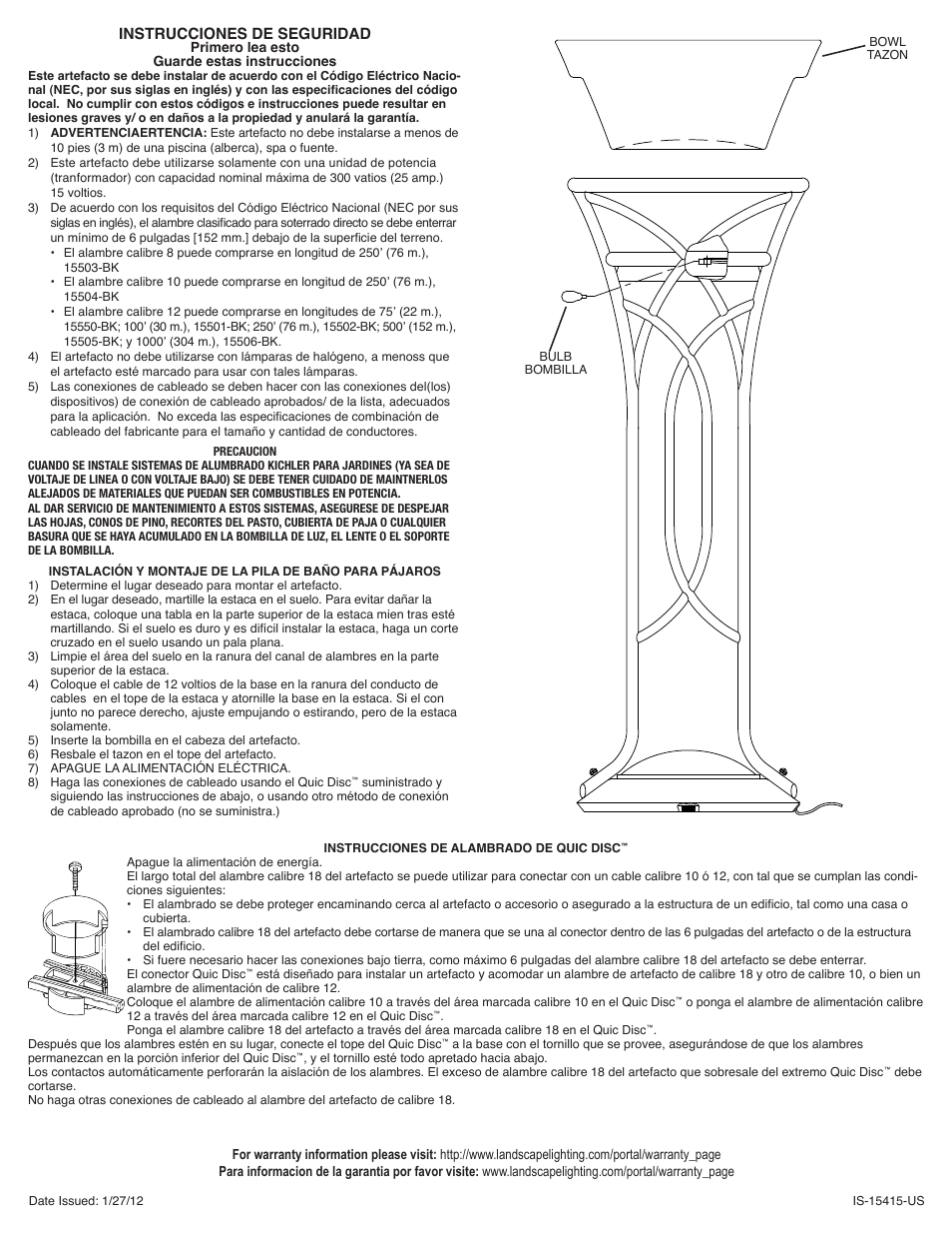 Kichler 15415 User Manual | Page 2 / 2