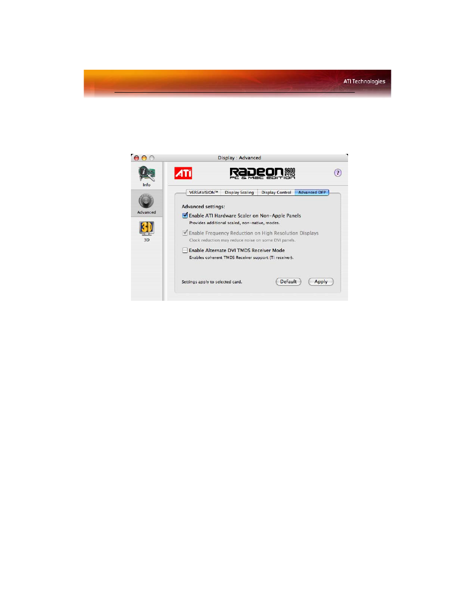 Advanced dfp tab, 3d opengl® overrides | Diamond Multimedia Radeon 9600 PRO User Manual | Page 14 / 46