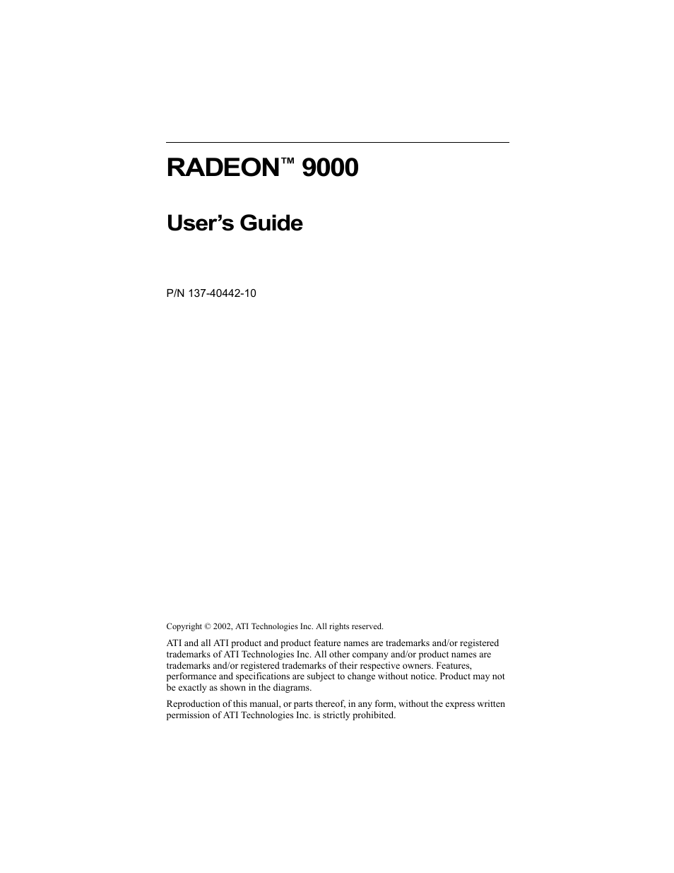 ATI Technologies RADEON 9000 User Manual | 36 pages