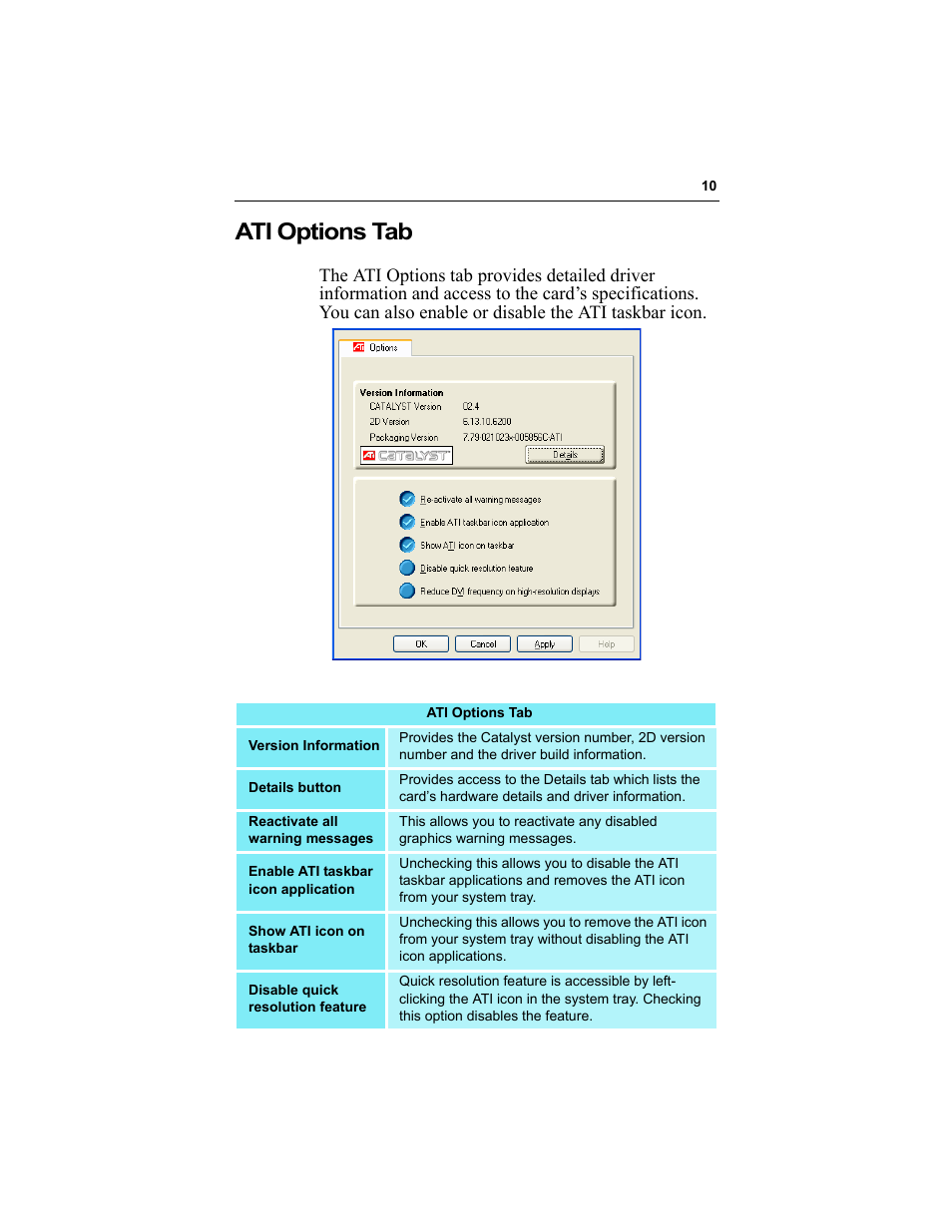 Ati options tab | ATI Technologies RADEON 9000 User Manual | Page 14 / 36