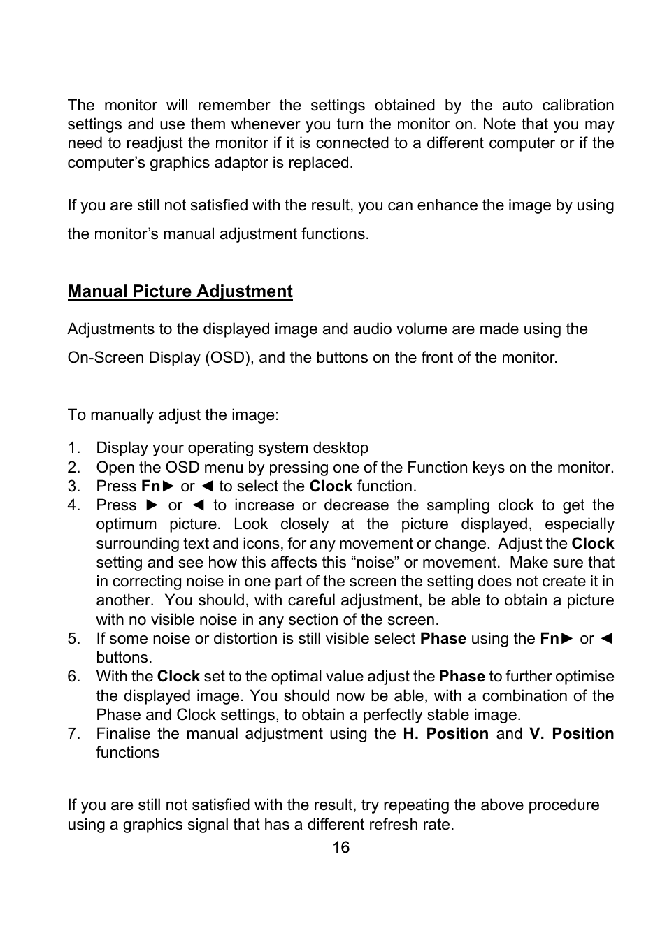 Manual picture adjustment | Diamond Multimedia DV170J/JB User Manual | Page 20 / 27