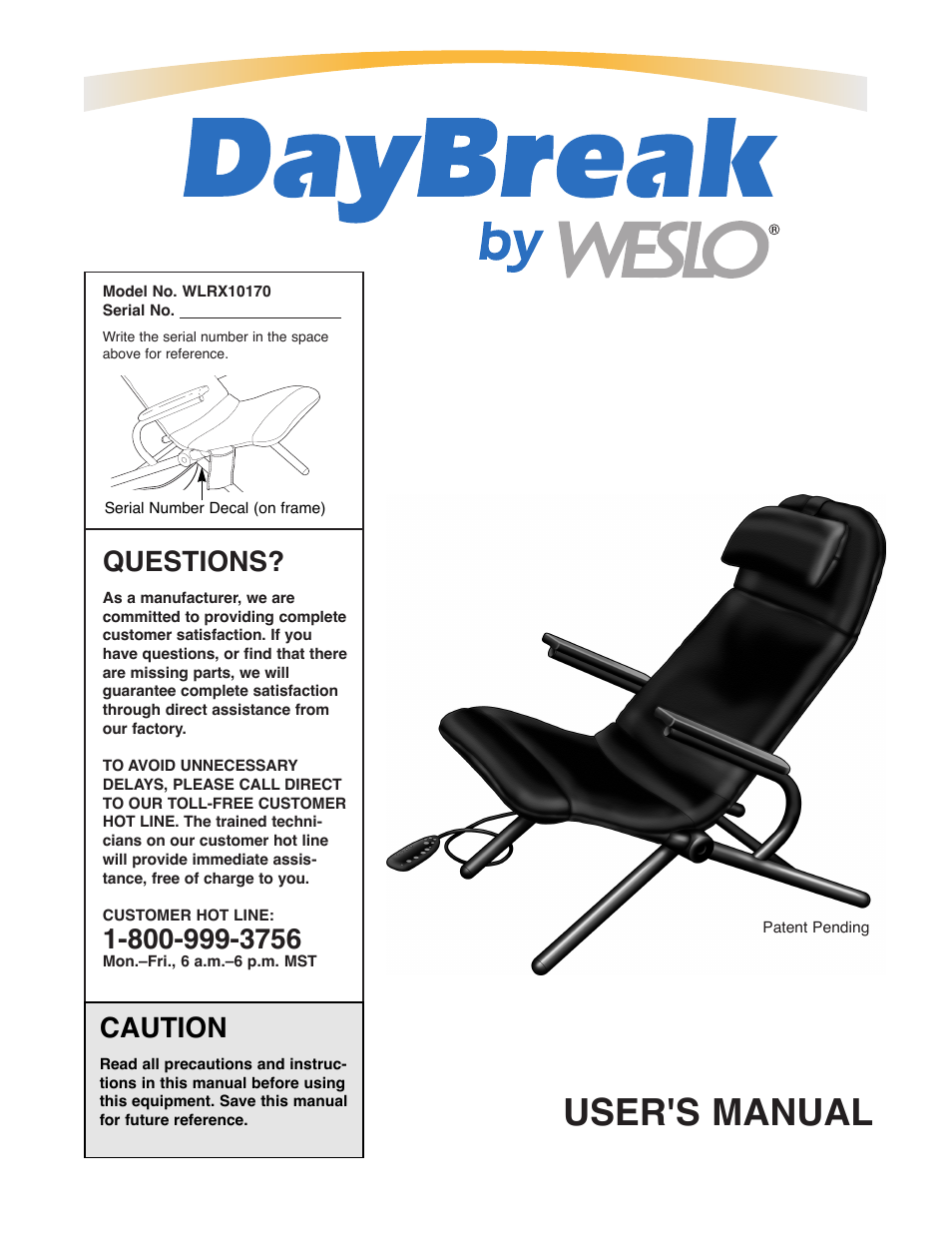 Daybreak Fitness WLRX10170 User Manual | 12 pages