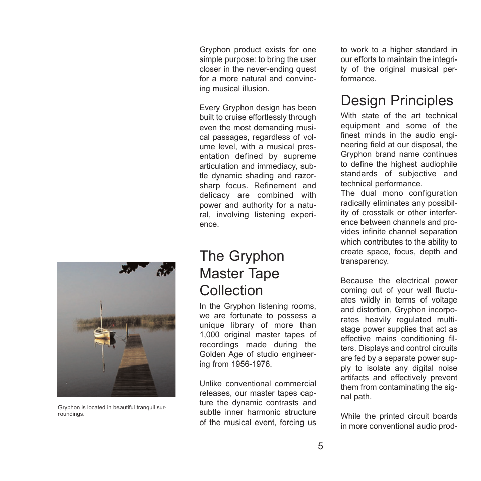 The gryphon master tape collection, Design principles | Gryphon Diablo User Manual | Page 5 / 18