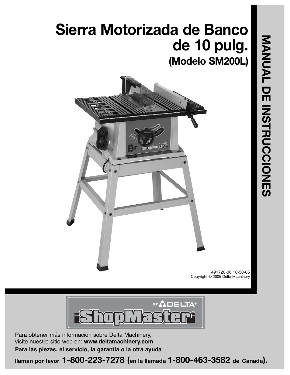Sierra motorizada de banco de 10 pulg, Manual de instrucciones, Modelo sm200l) | Draytek SHOPMASTER SM200L User Manual | Page 27 / 77