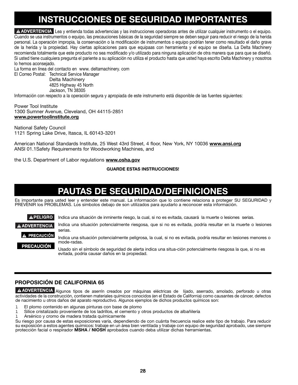 Pautas de seguridad/definiciones, Instrucciones de seguridad importantes | Draytek SHOPMASTER SM200L User Manual | Page 28 / 77