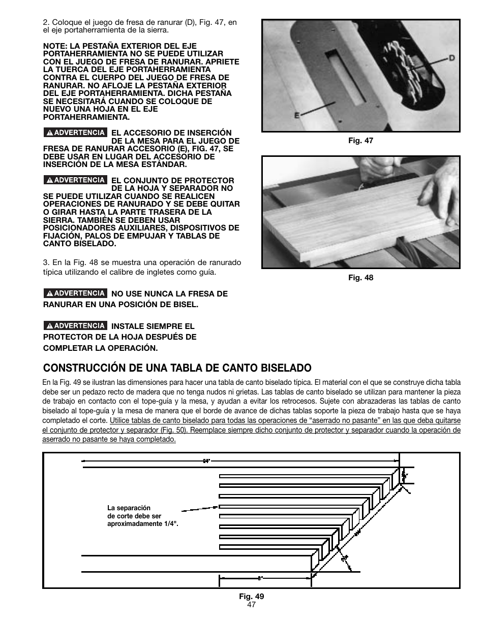 Construcción de una tabla de canto biselado | Draytek SHOPMASTER SM200L User Manual | Page 47 / 77