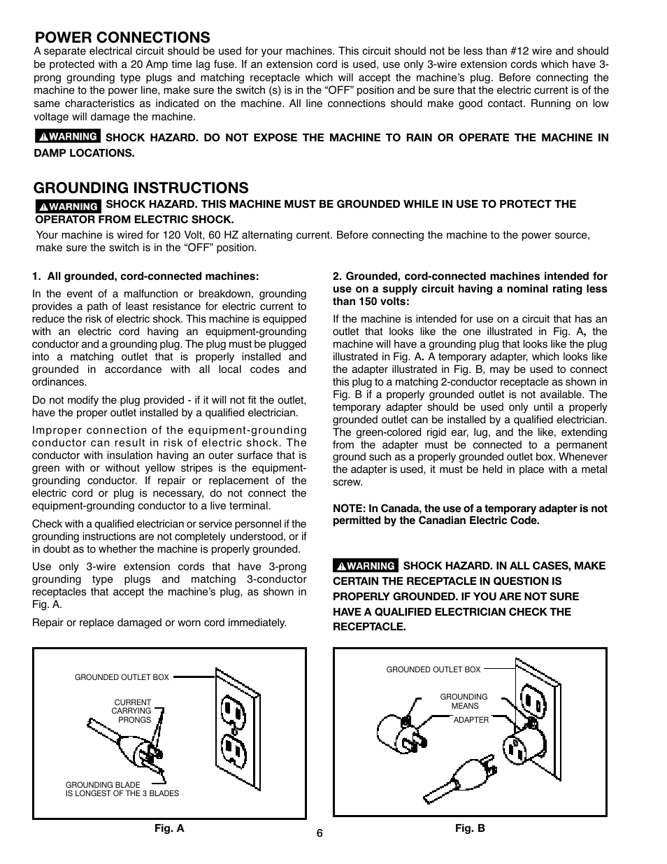 Power connections, Grounding instructions | Draytek SHOPMASTER SM200L User Manual | Page 6 / 77