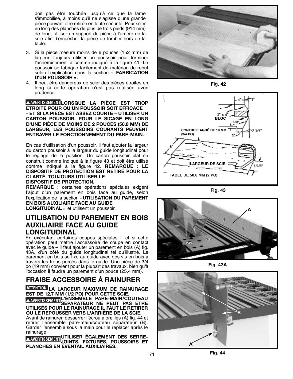 Fraise accessoire à rainurer | Draytek SHOPMASTER SM200L User Manual | Page 71 / 77