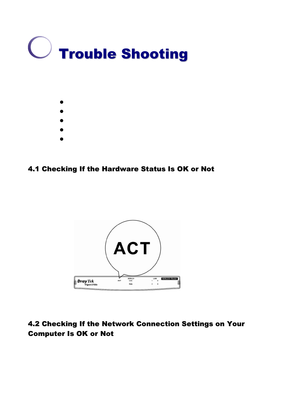 Trouble shooting | Draytek VIGOR 2700GE/E User Manual | Page 83 / 90