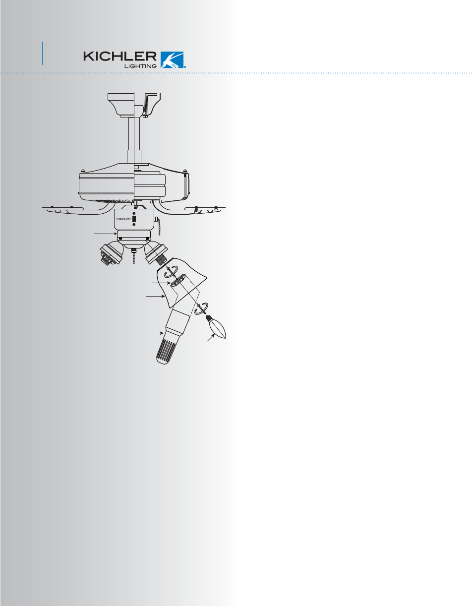Kcl-350011-p3, Installing the lamps & glass shades | Kichler 350011 User Manual | Page 4 / 4
